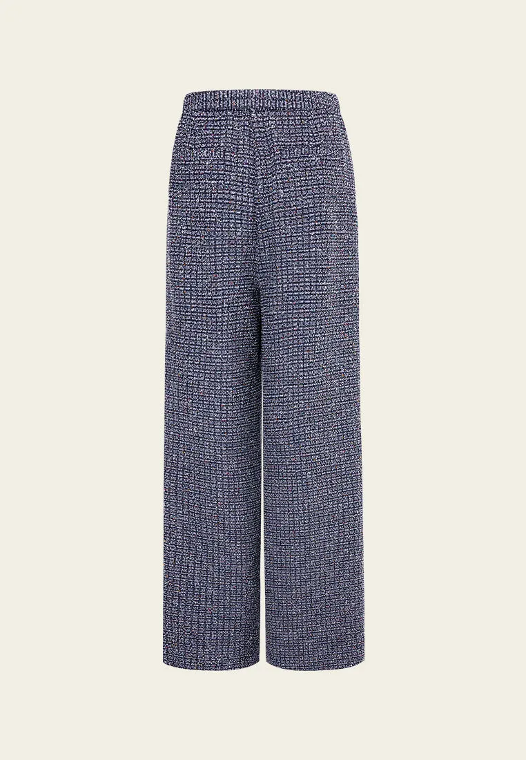 Midnight Blue Straight-leg Tweed Pants