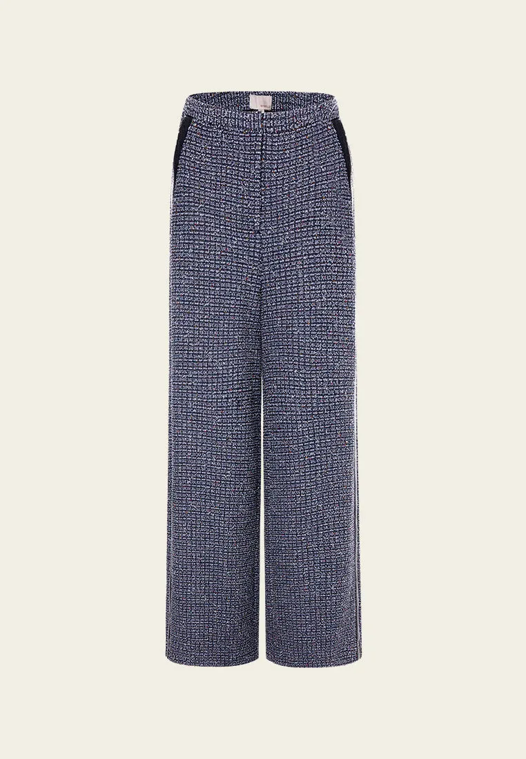 Midnight Blue Straight-leg Tweed Pants