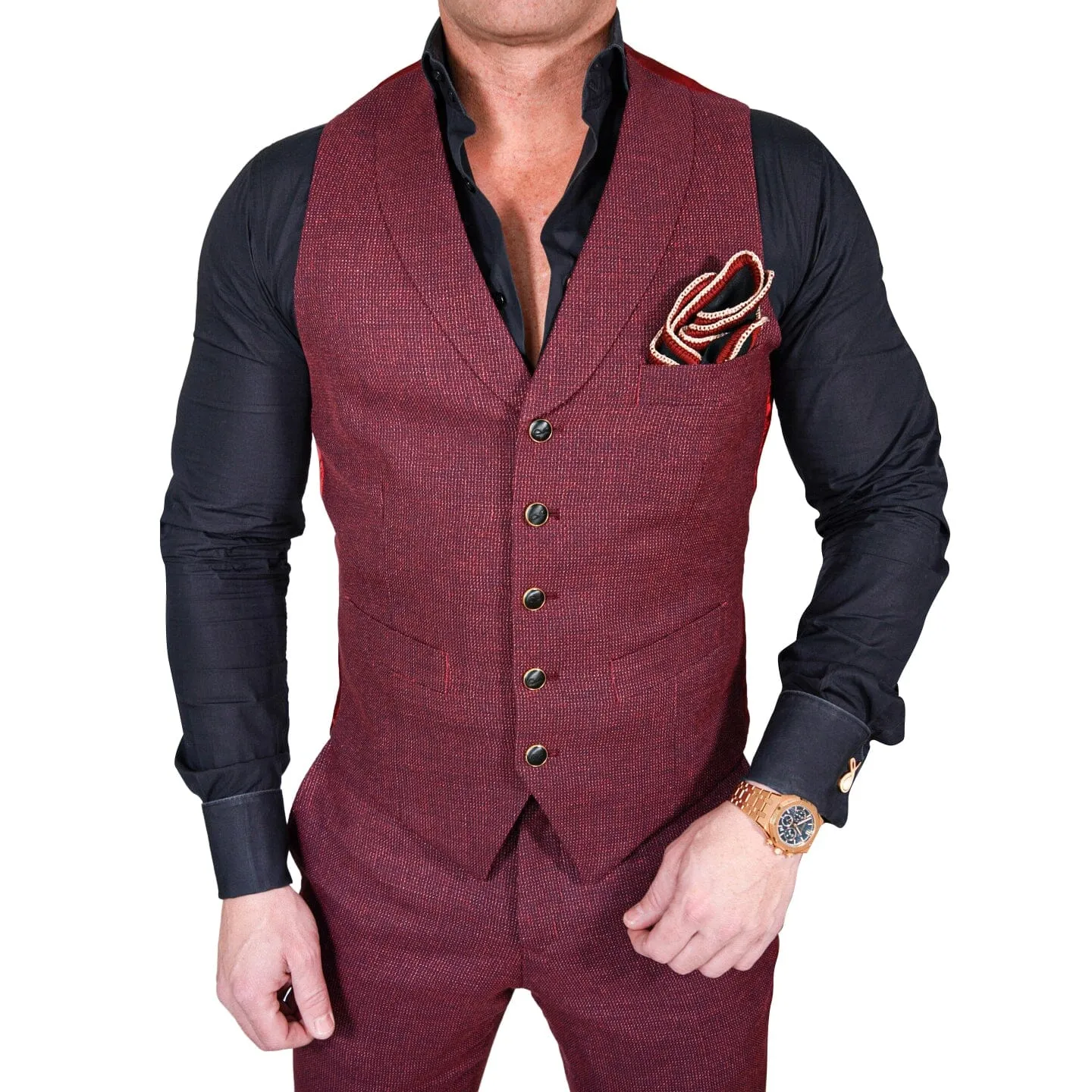 Midnight Marrone Tweed Ciottoli Waistcoat