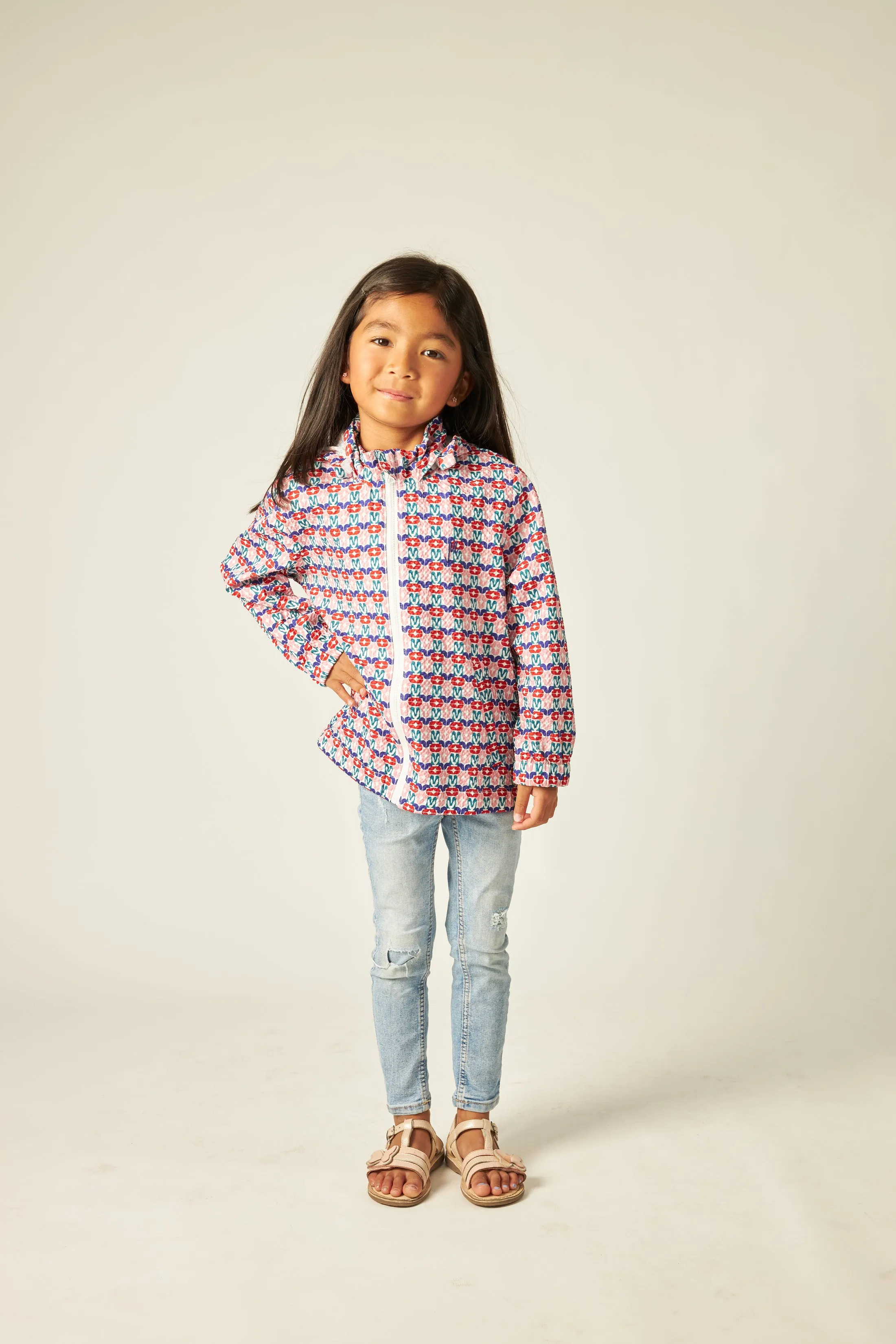 Mini Calista Red Printed Parka