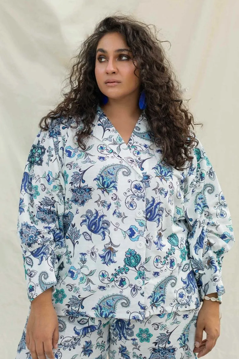 Minutiae - Celeste - Pure Cotton Slub - White/Blue - 2 Piece