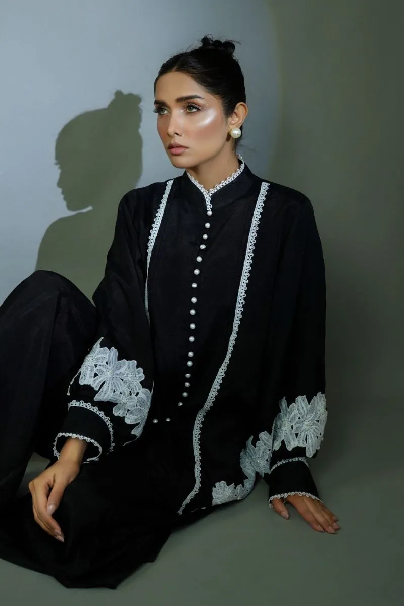 Minutiae - Onyx - Korean Raw Silk - Black - 2 Piece