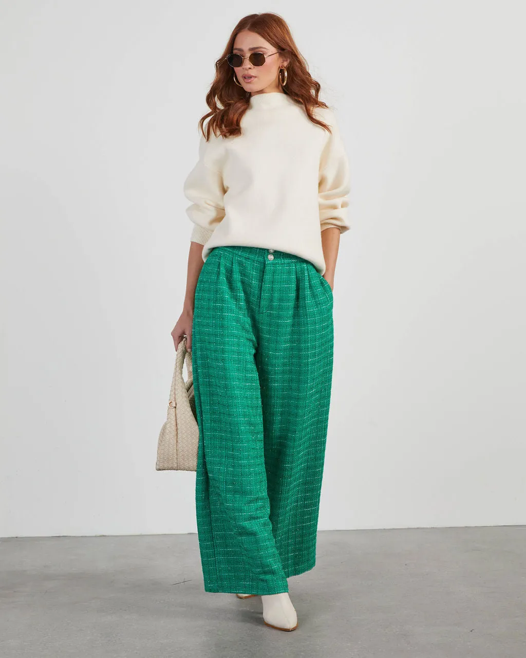 Mumford Tweed Wide Leg Trouser Pants