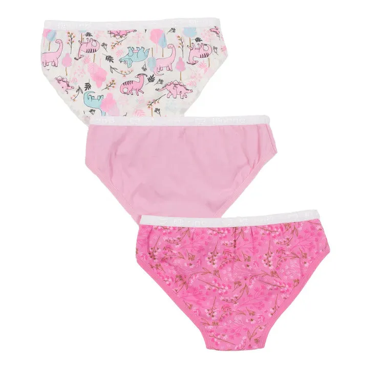 Nano Girls' 3 Pack Dinos Panties - Pink
