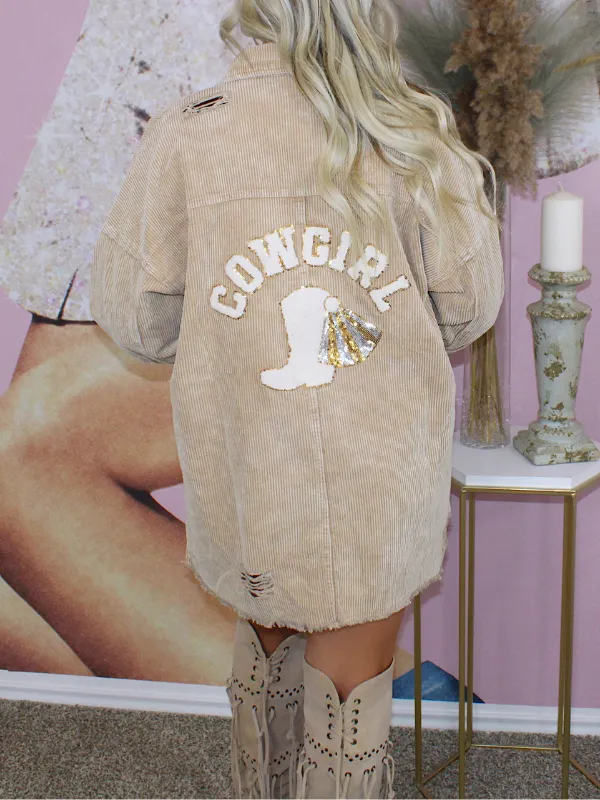 Out West Corduroy Shacket, Tan