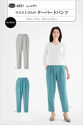 Pattern/pattern paper Tapered pants with elastic waistband