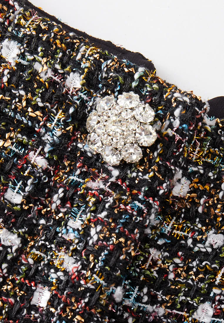 Pleat-detail Wide-leg Tweed Trousers