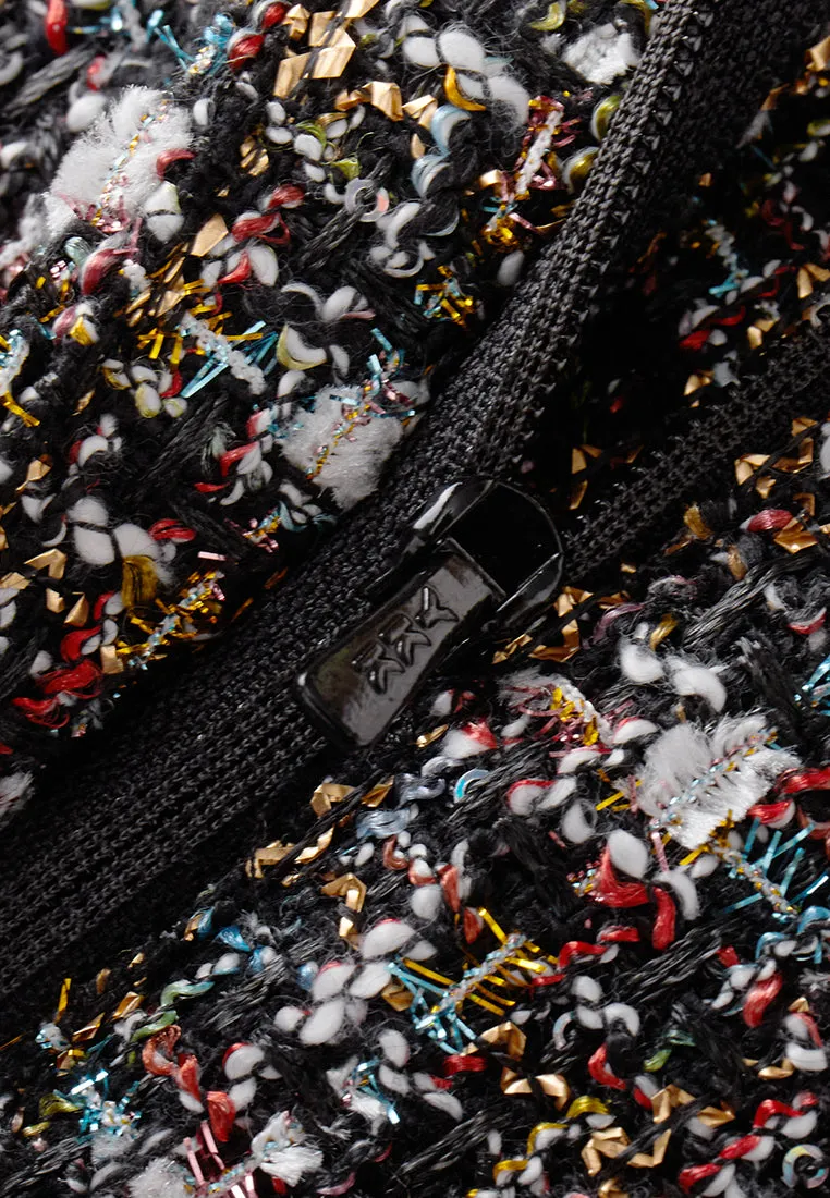 Pleat-detail Wide-leg Tweed Trousers