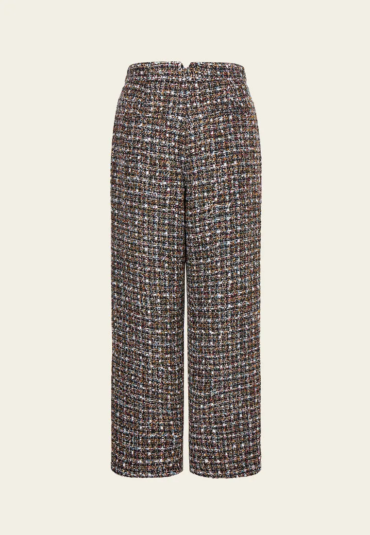 Pleat-detail Wide-leg Tweed Trousers