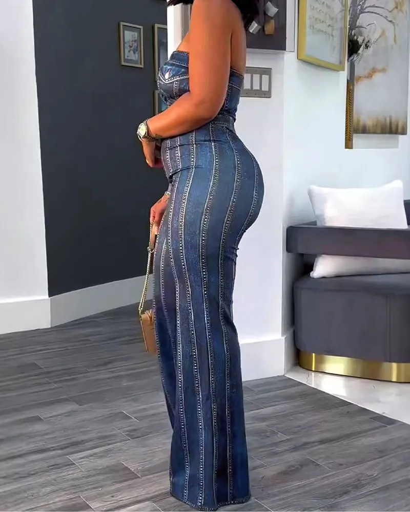 Printed Stretch Wide-Leg Jumpsuit