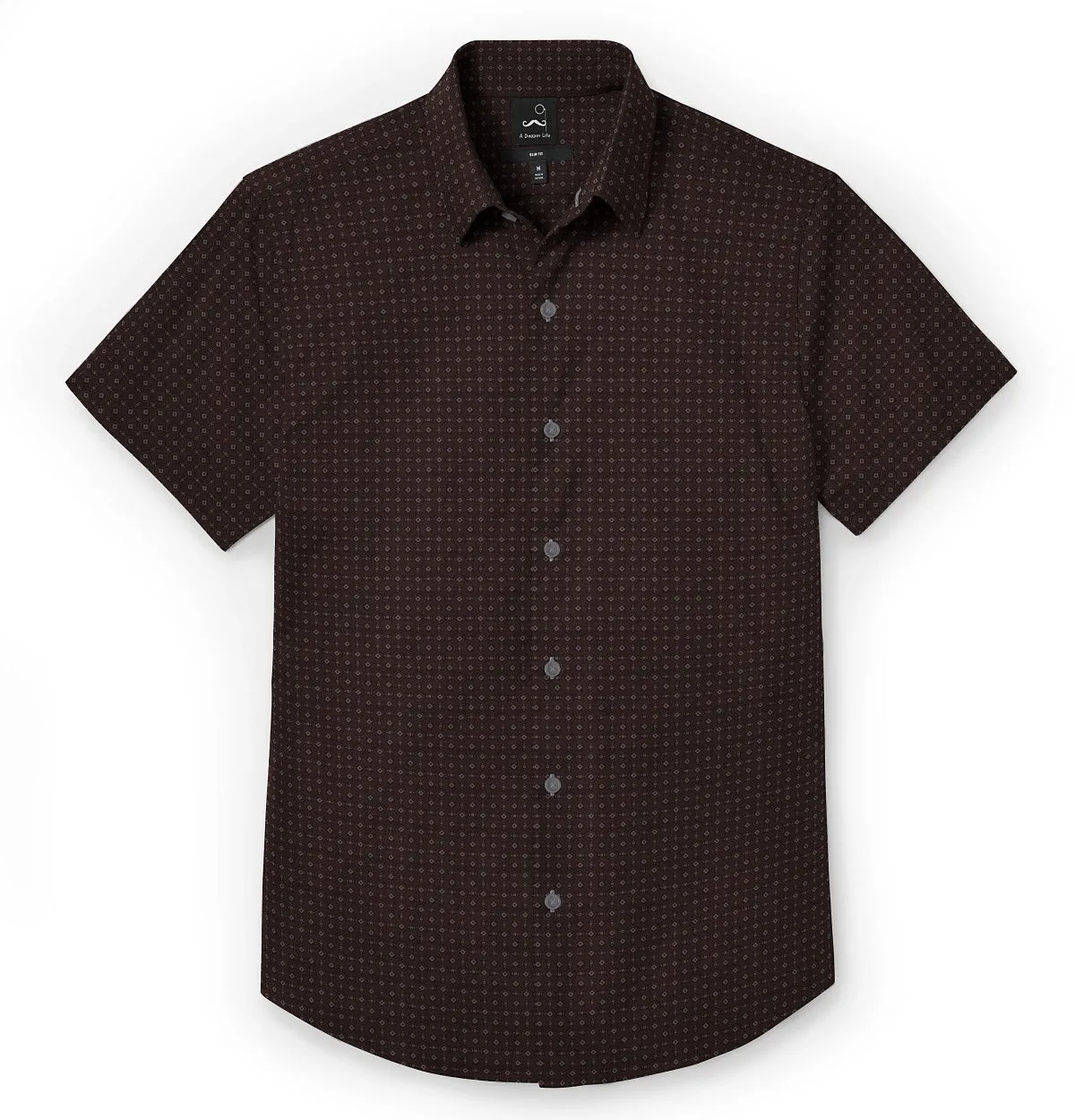 Pure Cotton - Short Sleeve- Chocolate Diamond Grid