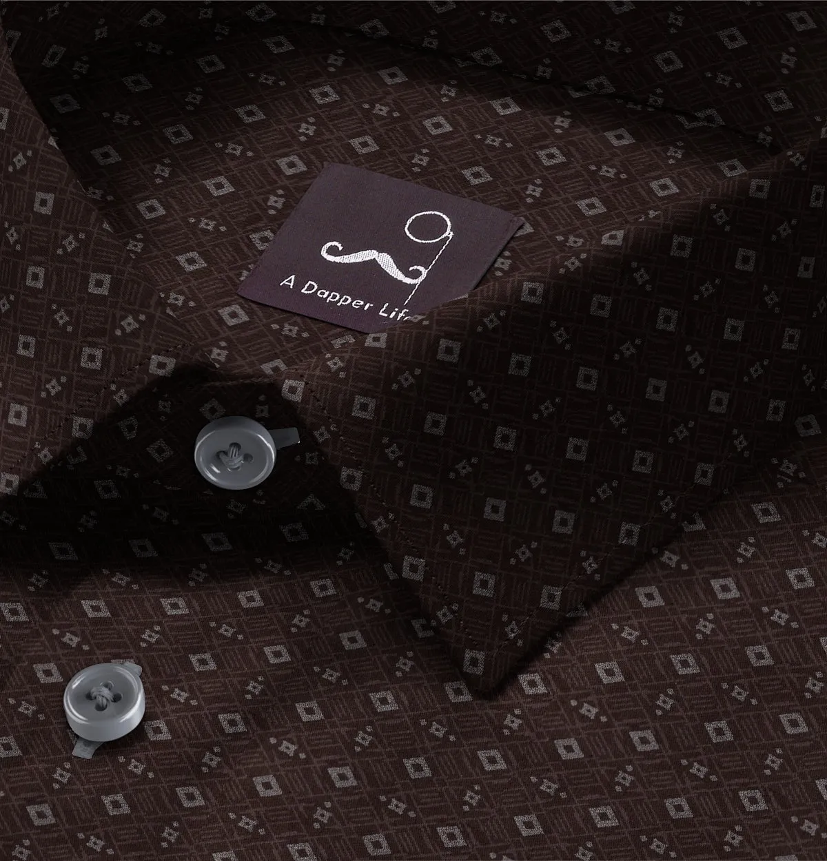 Pure Cotton - Short Sleeve- Chocolate Diamond Grid