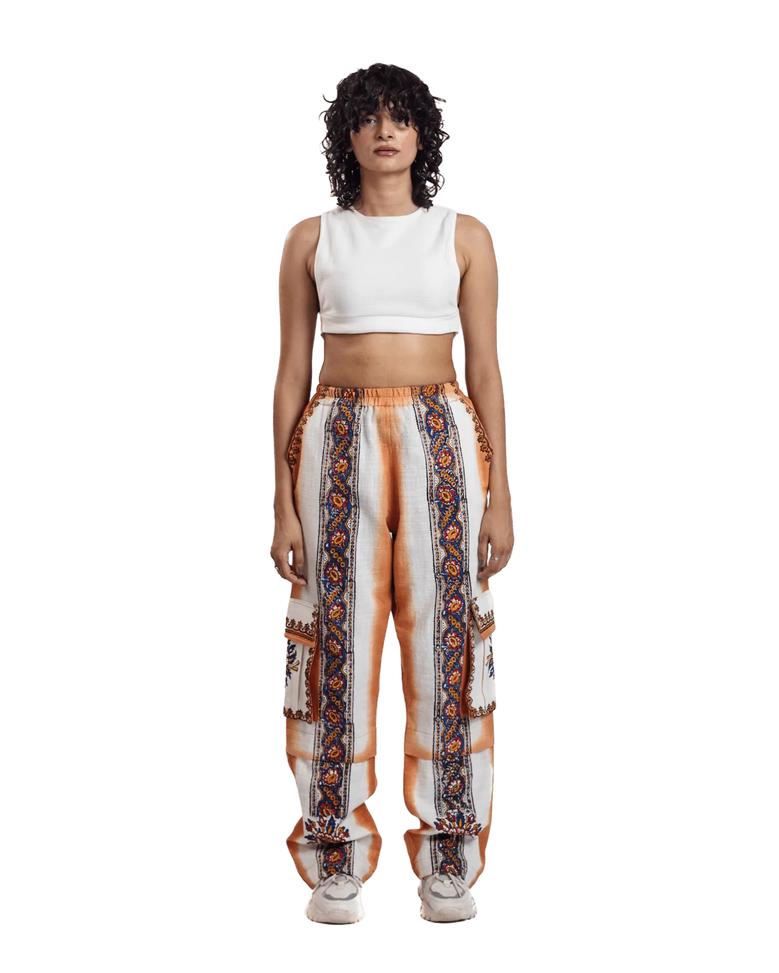 "Sunset Mirage" Hand Block Printed Cargo Pants