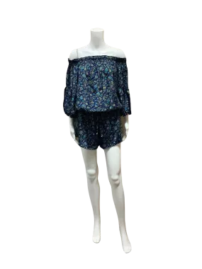 Raga Women's Romper Blur Floral 3/4 Length Sleeve Size: S