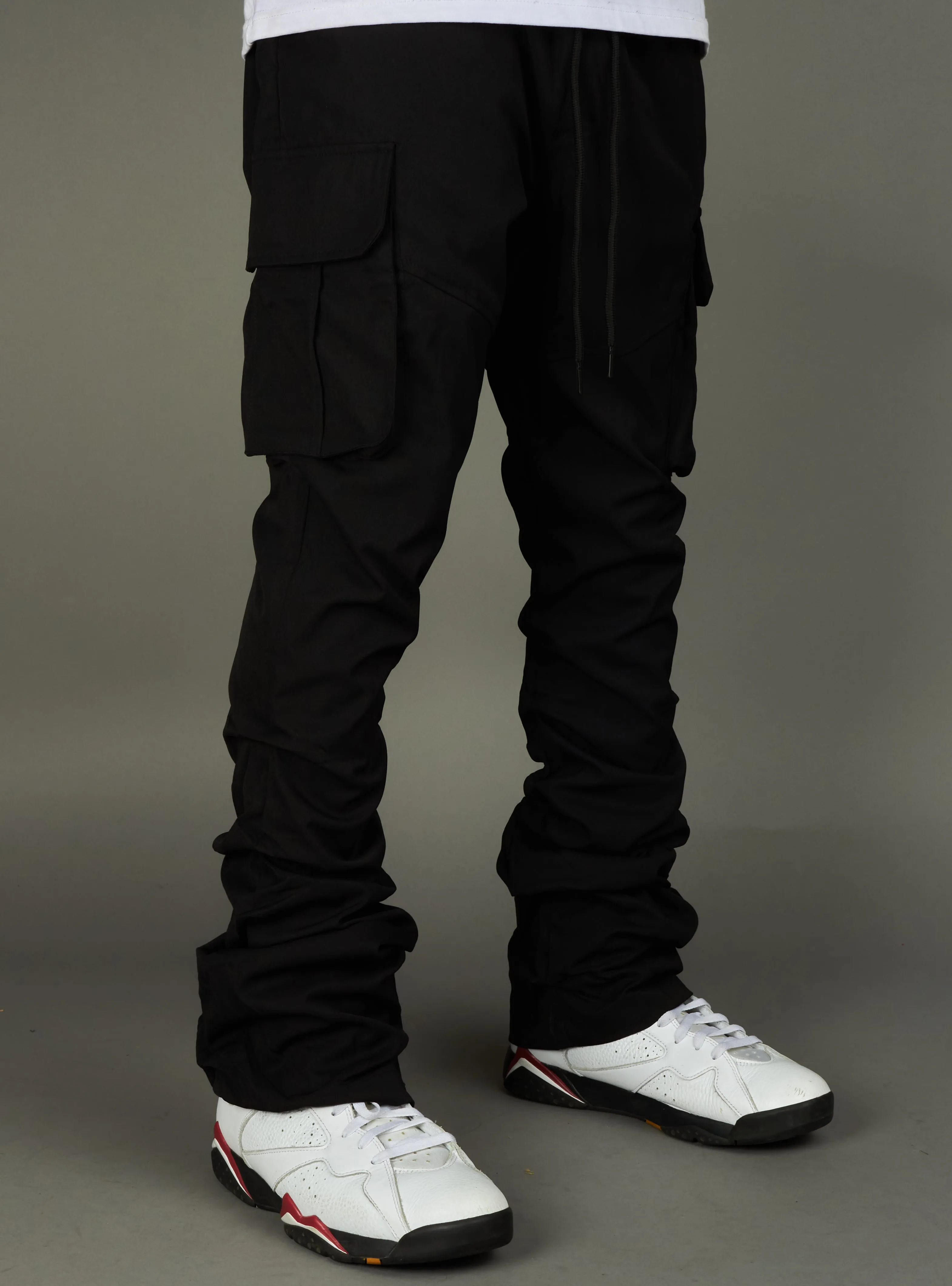 Rebel Minds Cargo Pants - Solid Cargo Stacked  - Black - 100-422