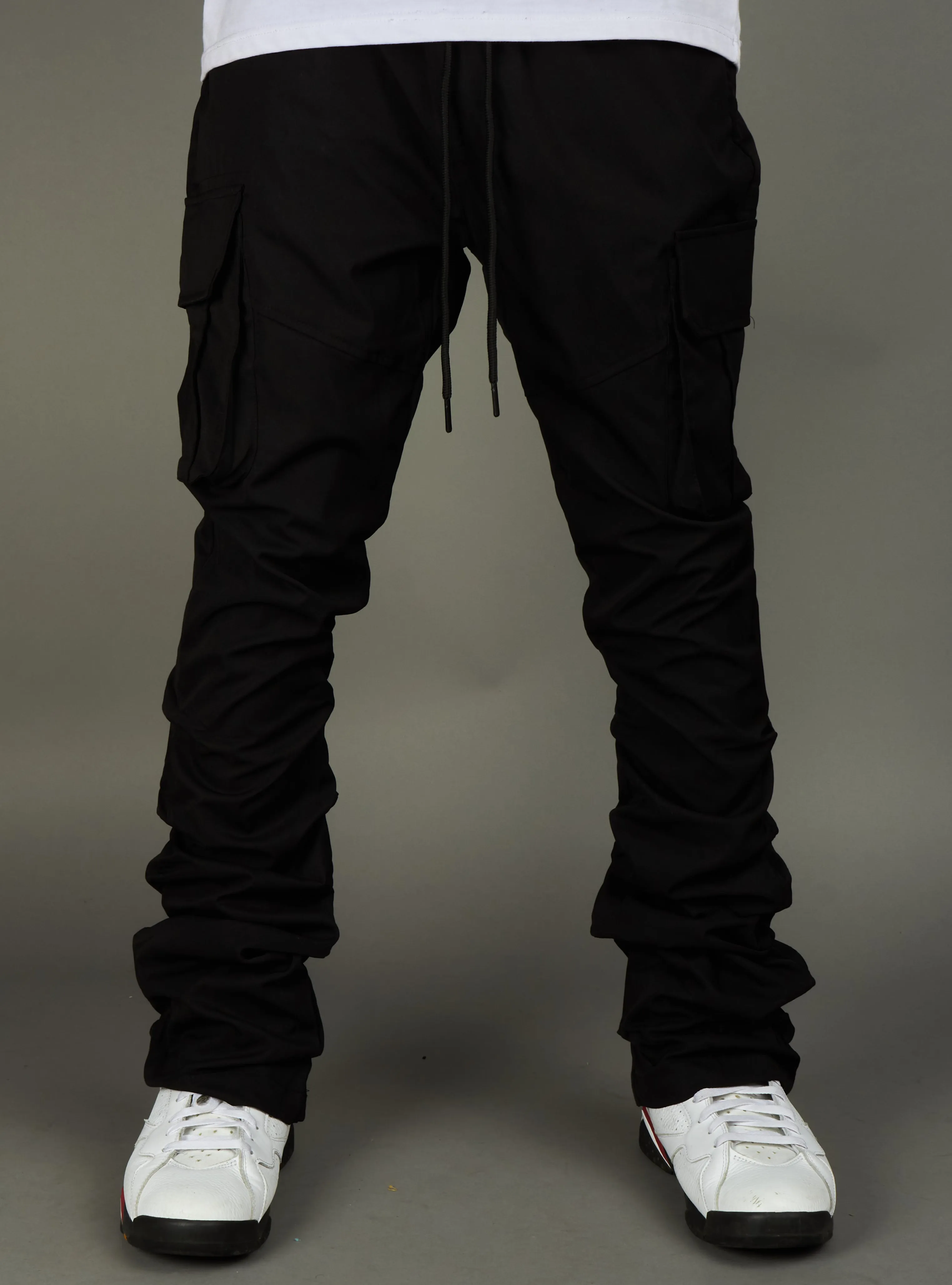 Rebel Minds Cargo Pants - Solid Cargo Stacked  - Black - 100-422