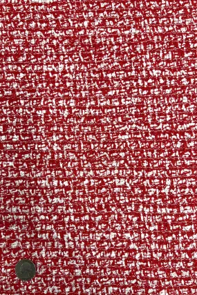 Red/White Silk Tweed Fabric