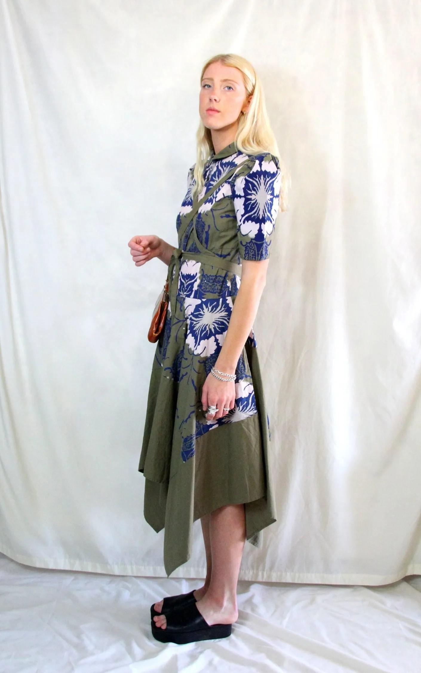 RENT Green Tile Print Shirt Dress