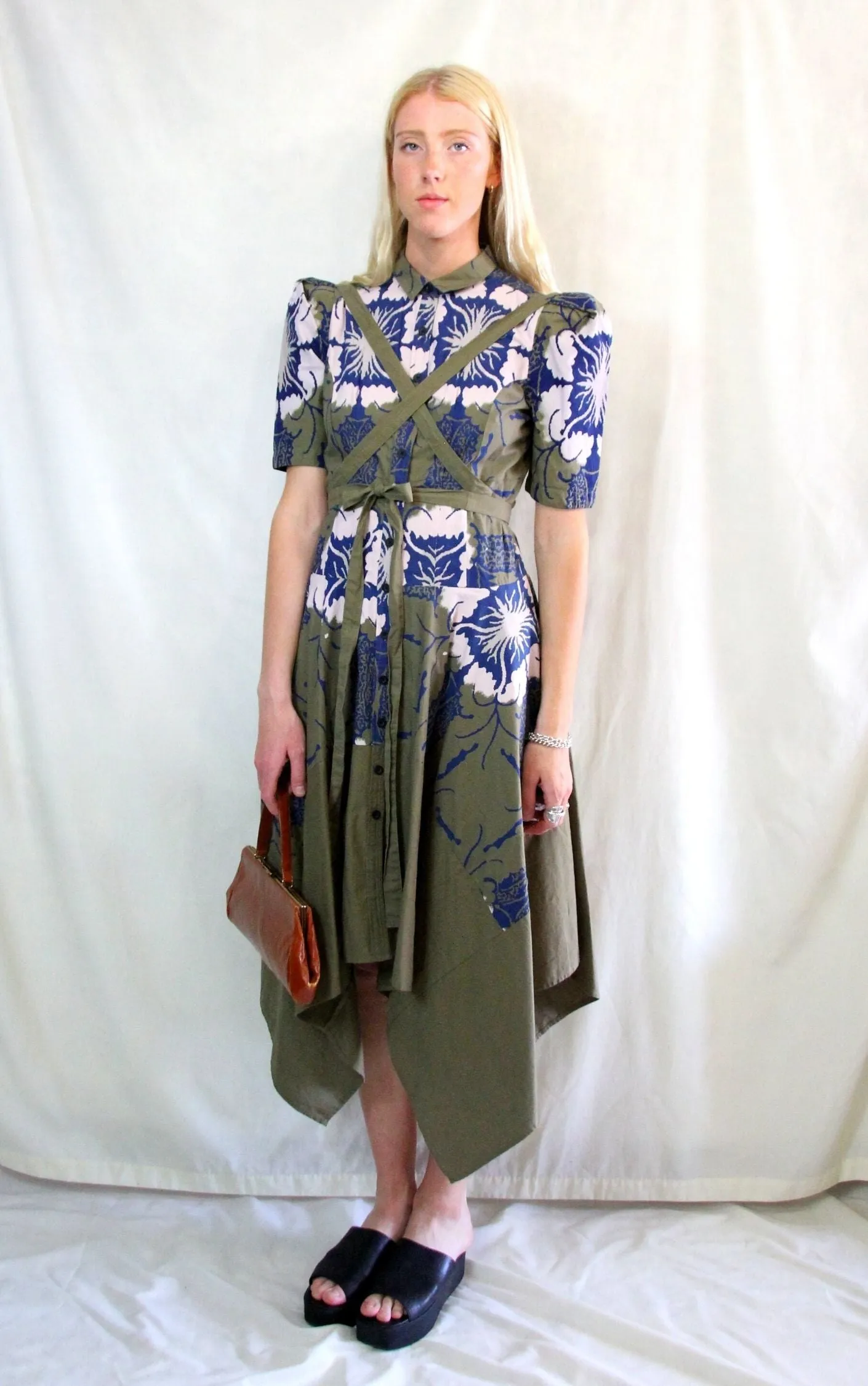 RENT Green Tile Print Shirt Dress