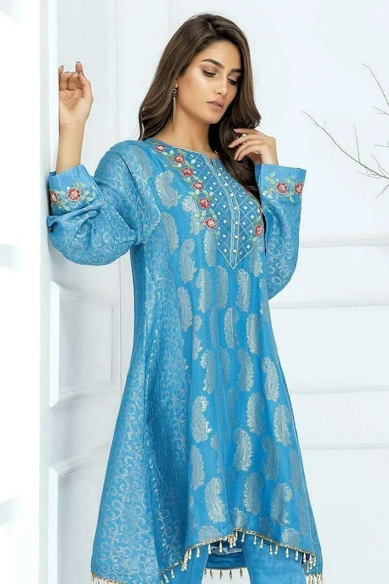 Sadia Aamir - Arctic Santorini - SA-LP19 - Jamavar Handwork - 1 Piece