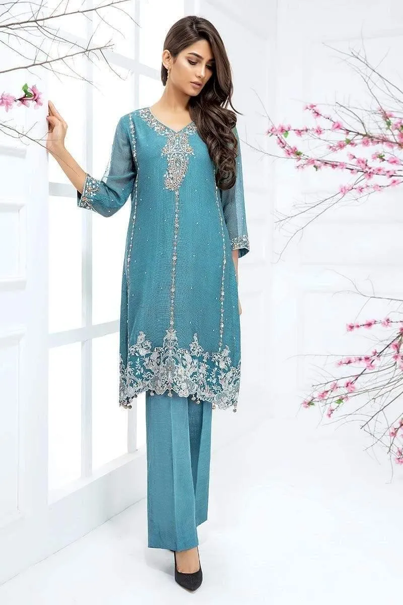 Sadia Aamir - Blue Elegance - SA-LP23 - Khaddi Net - 1 Piece