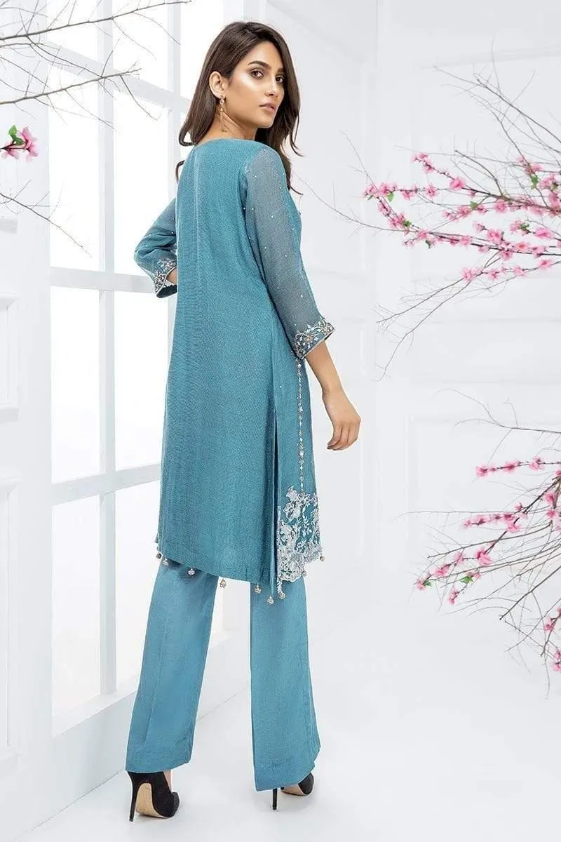 Sadia Aamir - Blue Elegance - SA-LP23 - Khaddi Net - 1 Piece