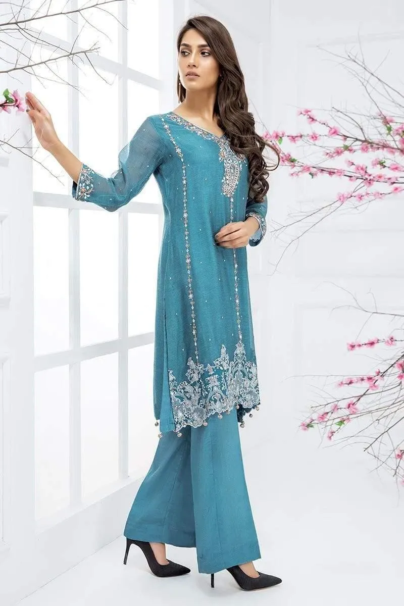 Sadia Aamir - Blue Elegance - SA-LP23 - Khaddi Net - 1 Piece