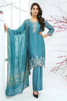 Sadia Aamir - Blue Elegance - SA-LP23 - Khaddi Net - 1 Piece