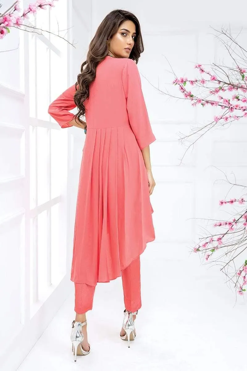 Sadia Aamir - Ivory Coral Tropical - SA-LP21 - Georgette - 1 Piece