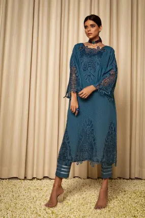 Sanam Chaudhri - Dark Blue Cotton Embroidered 2 Piece