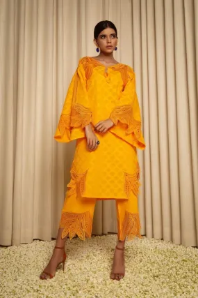 Sanam Chaudhri - Yellow Cotton Embroidered 2 Piece