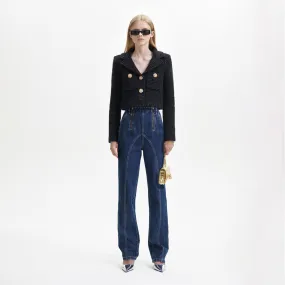 Sequin Textured Knit Jacket Black - Self-Portrait