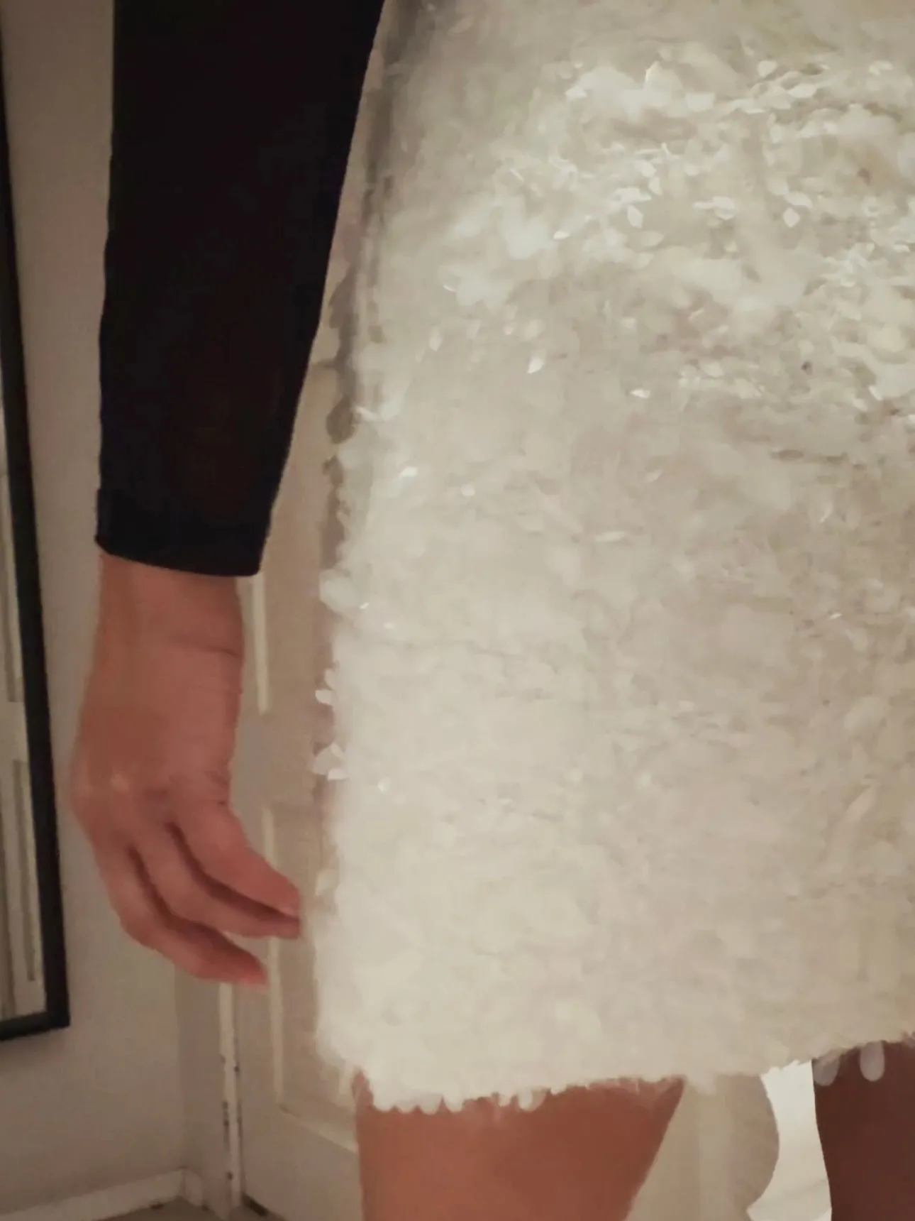 SHORT SKIRT WITH SEQUINS - WHITE