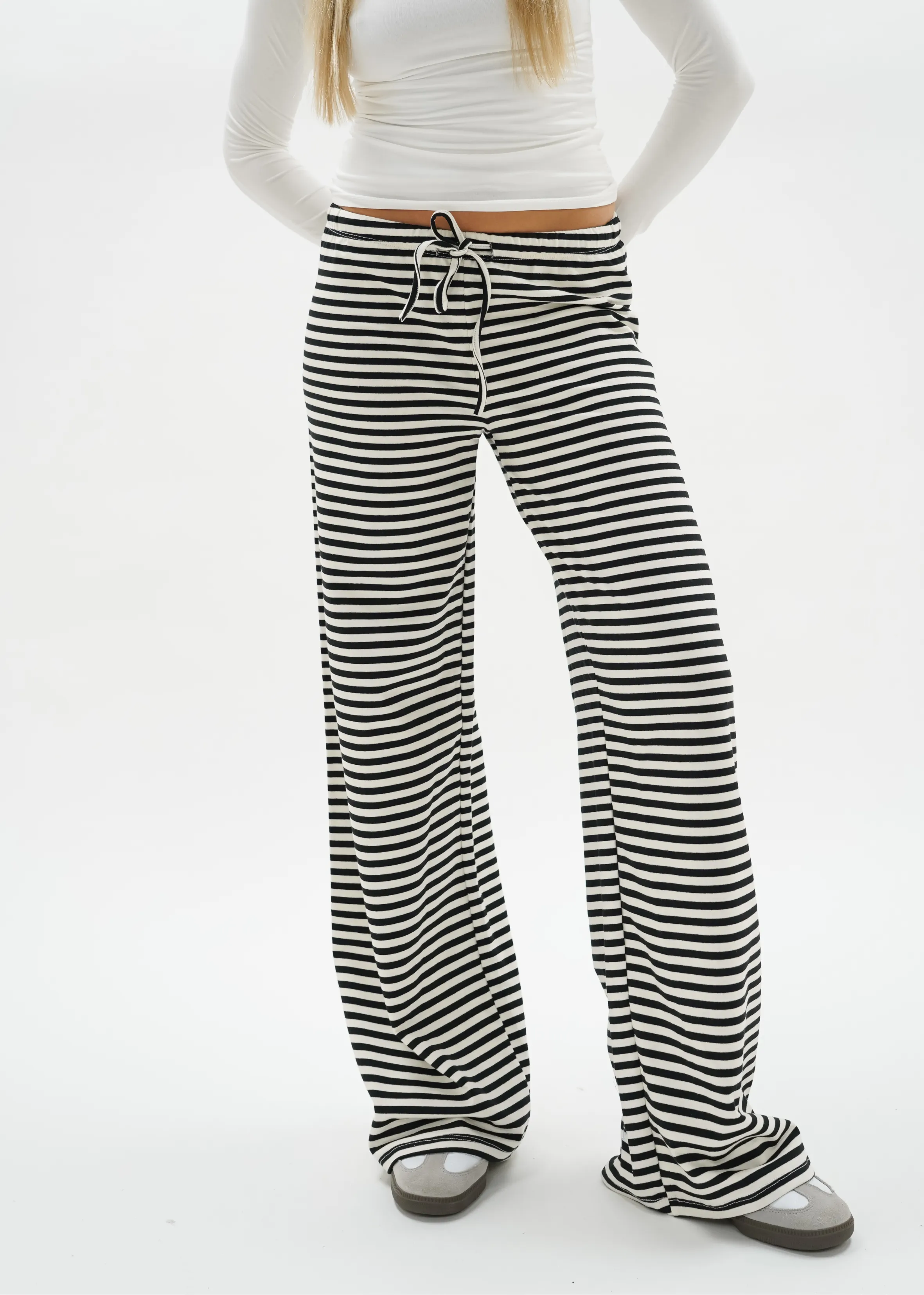 Soft striped pants crème/black (regular)