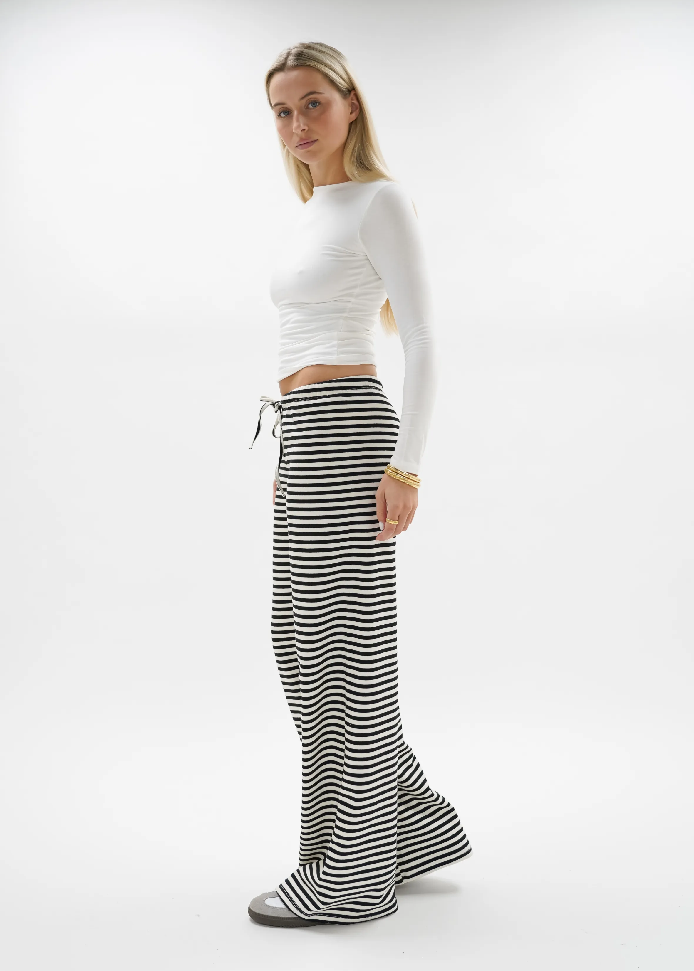 Soft striped pants crème/black (regular)