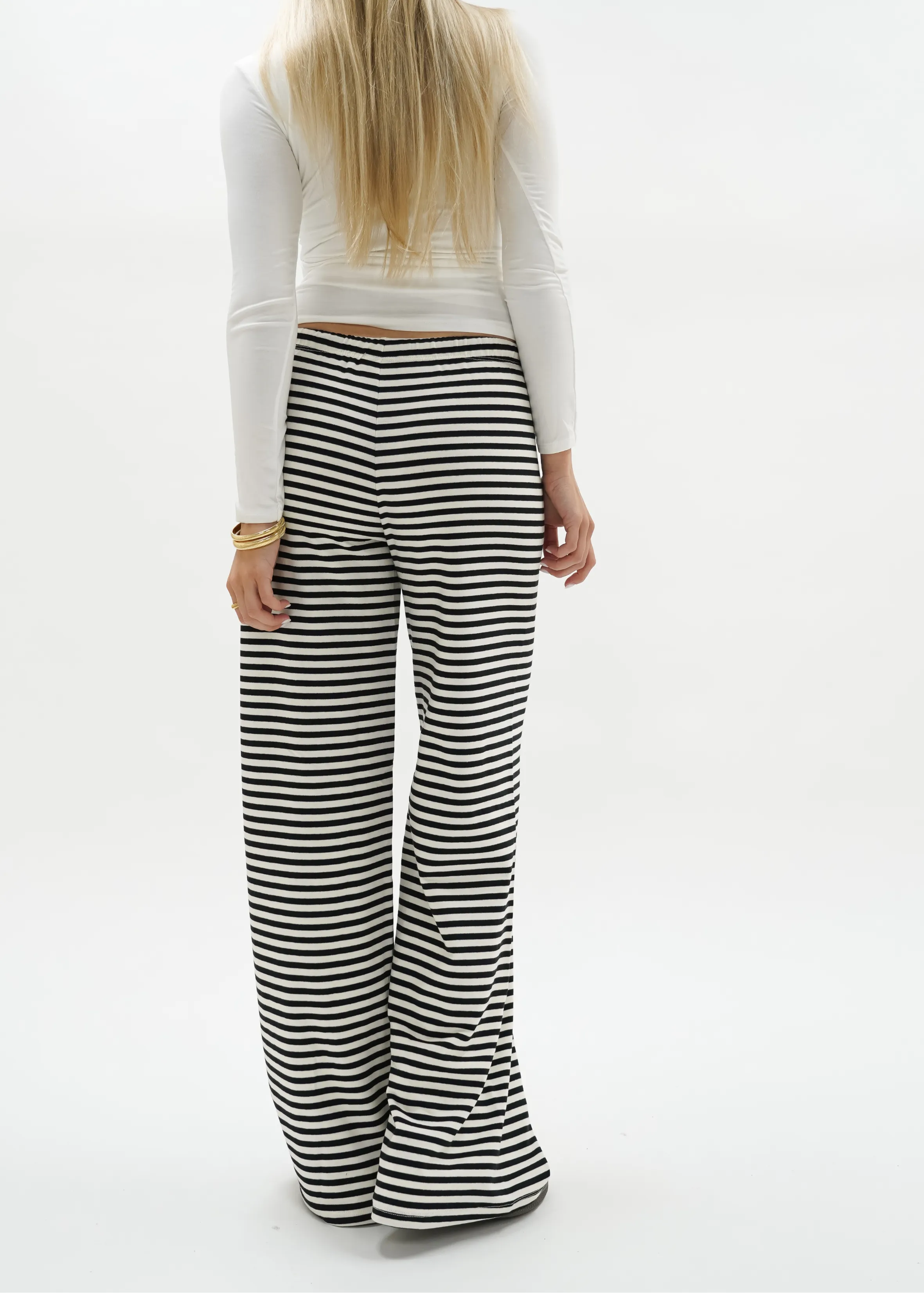 Soft striped pants crème/black (regular)