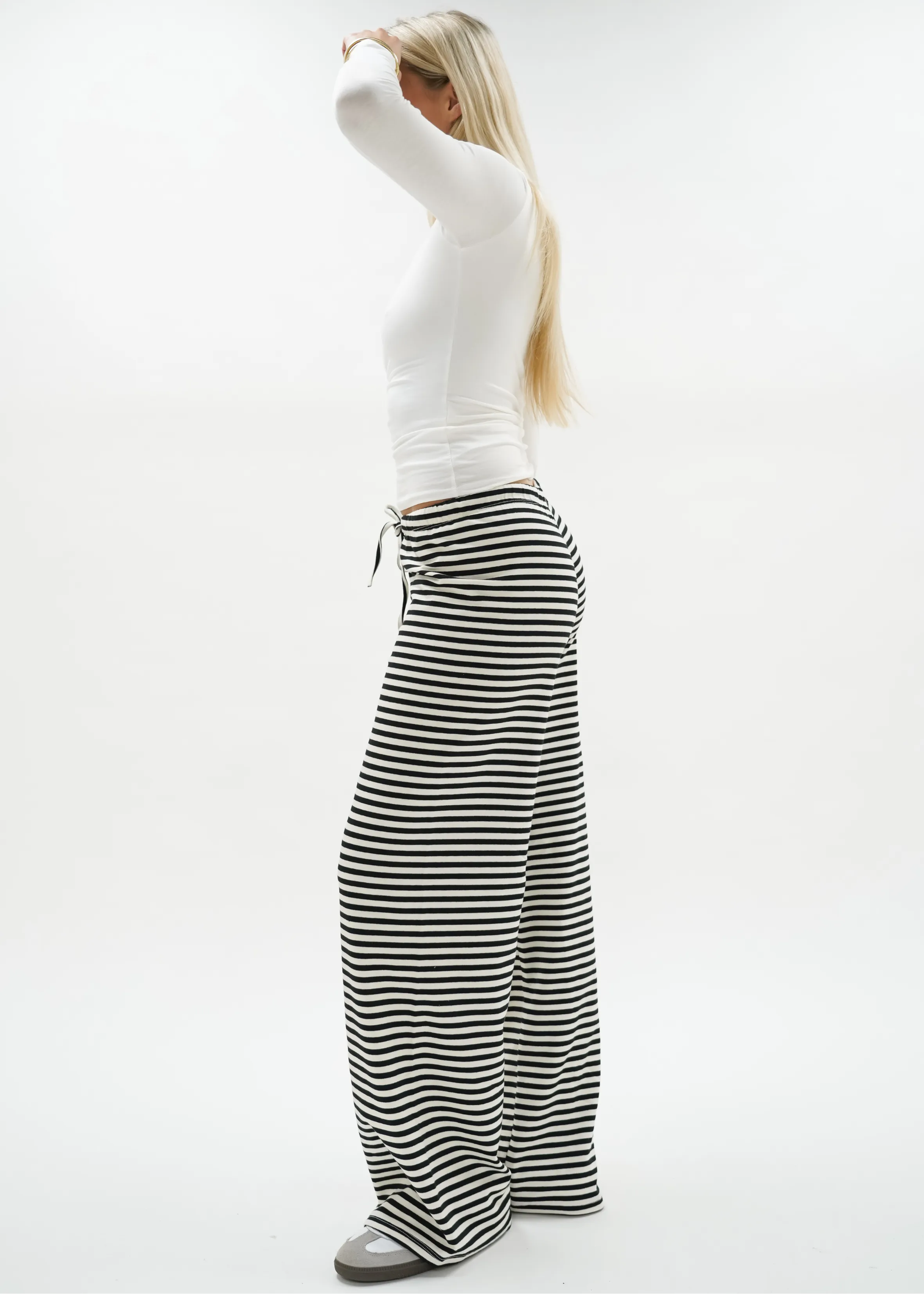 Soft striped pants crème/black (regular)