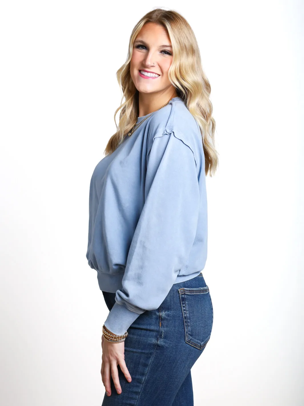 Stay Wanting More Exposed Seam Crewneck Sweatshirt