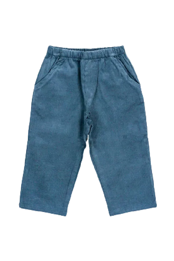 Steel Blue Corduroy Elastic Waist Pant