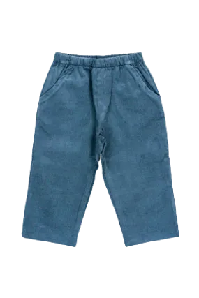 Steel Blue Corduroy Elastic Waist Pant
