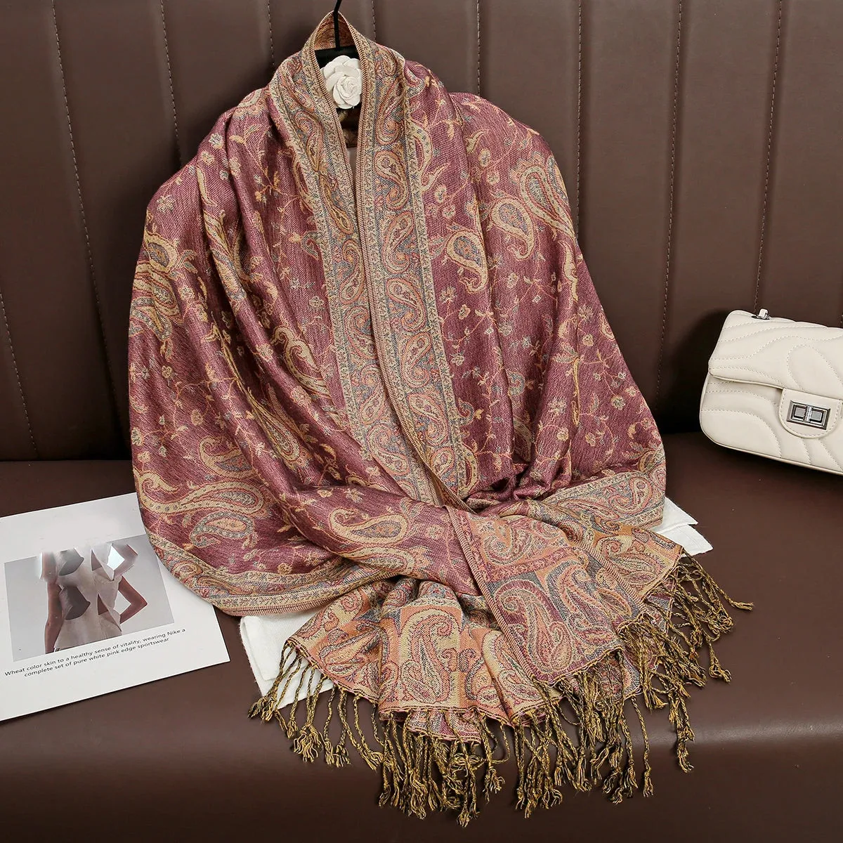 Tassel Blanket Design Thick Pashmina Shawl Wrap Scarf