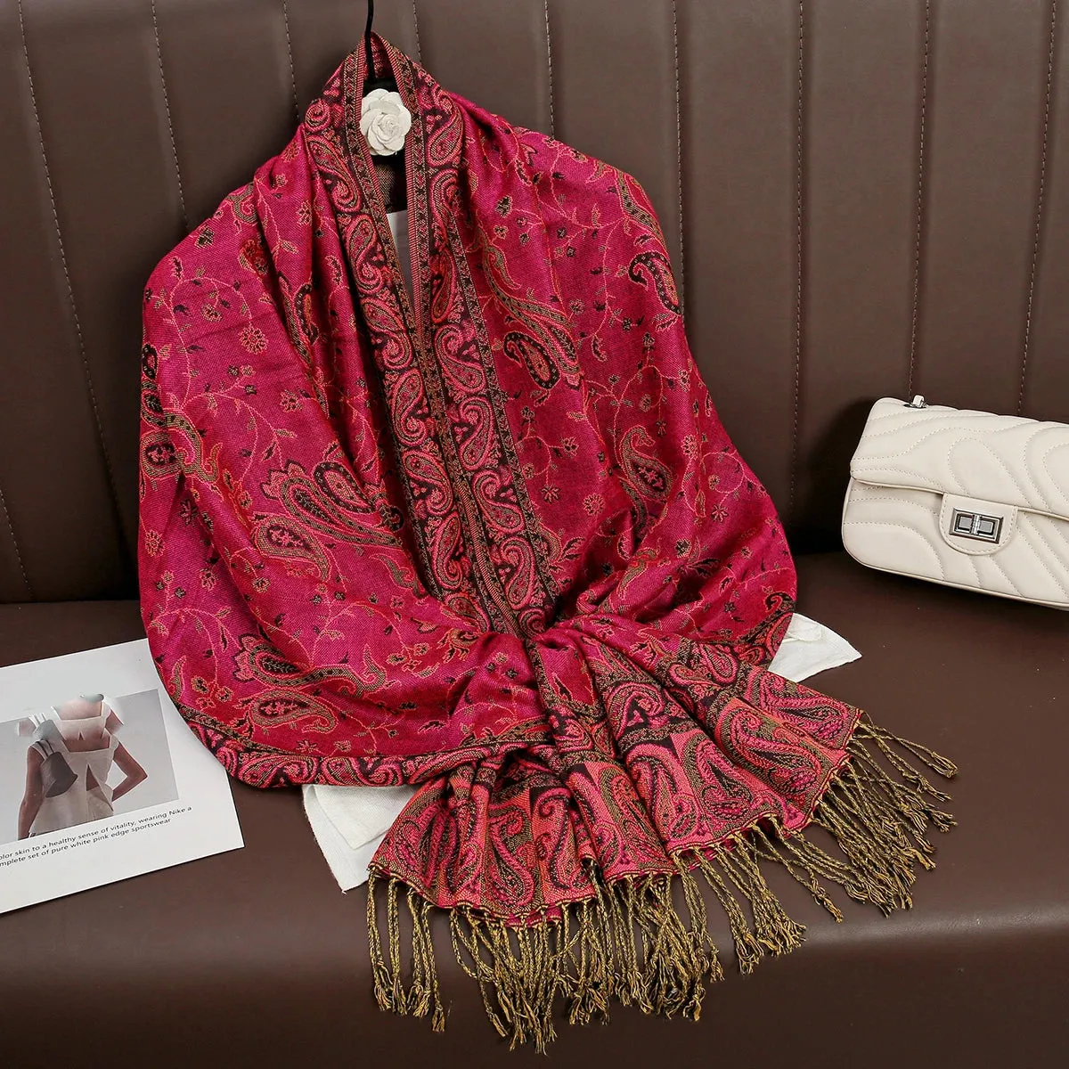 Tassel Blanket Design Thick Pashmina Shawl Wrap Scarf