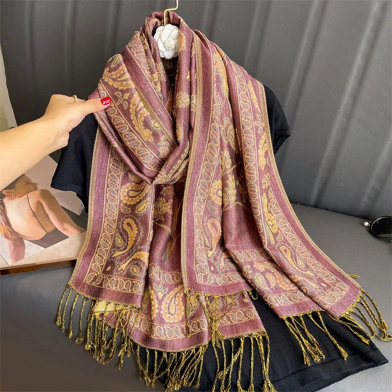 Tassel Blanket Design Thick Pashmina Shawl Wrap Scarf