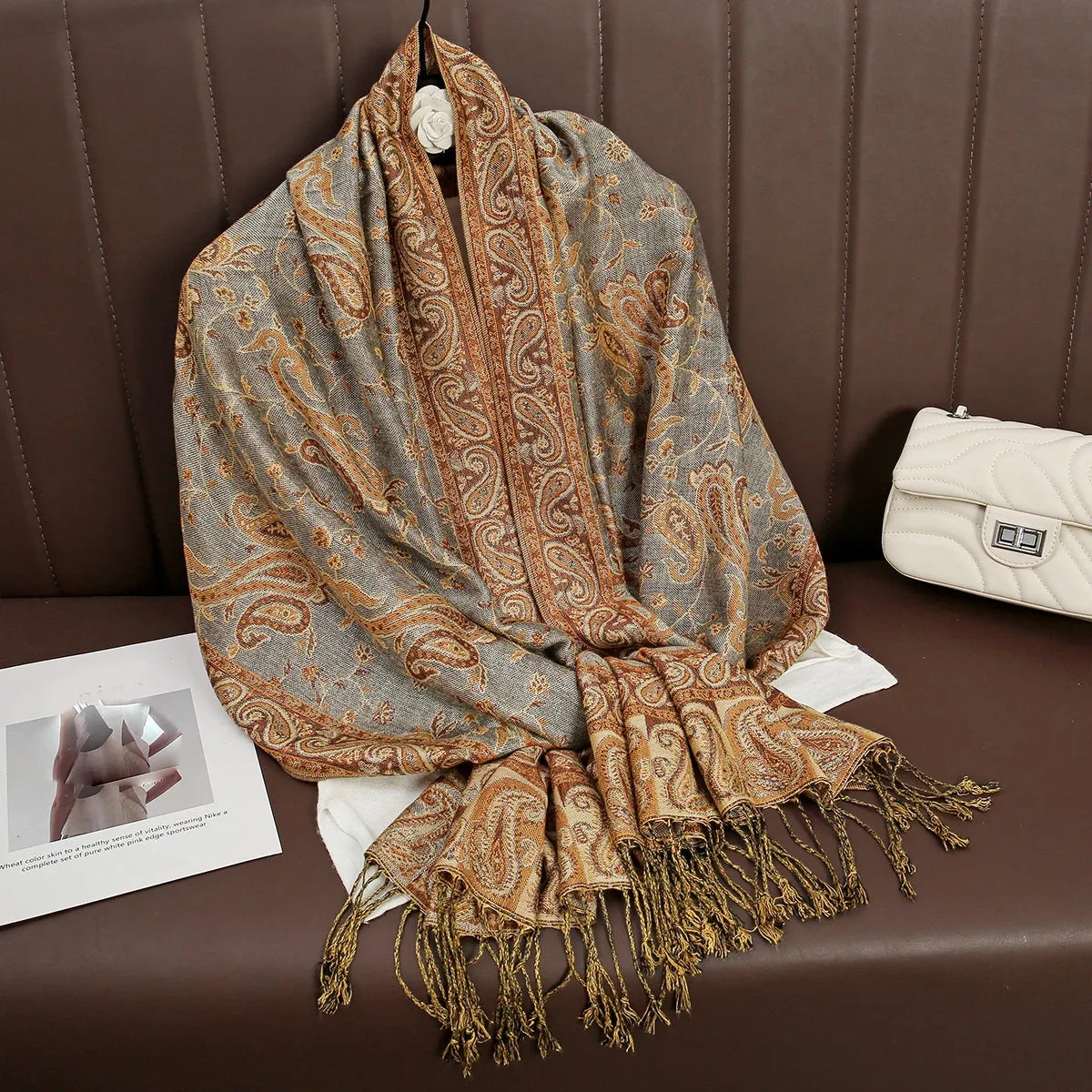 Tassel Blanket Design Thick Pashmina Shawl Wrap Scarf