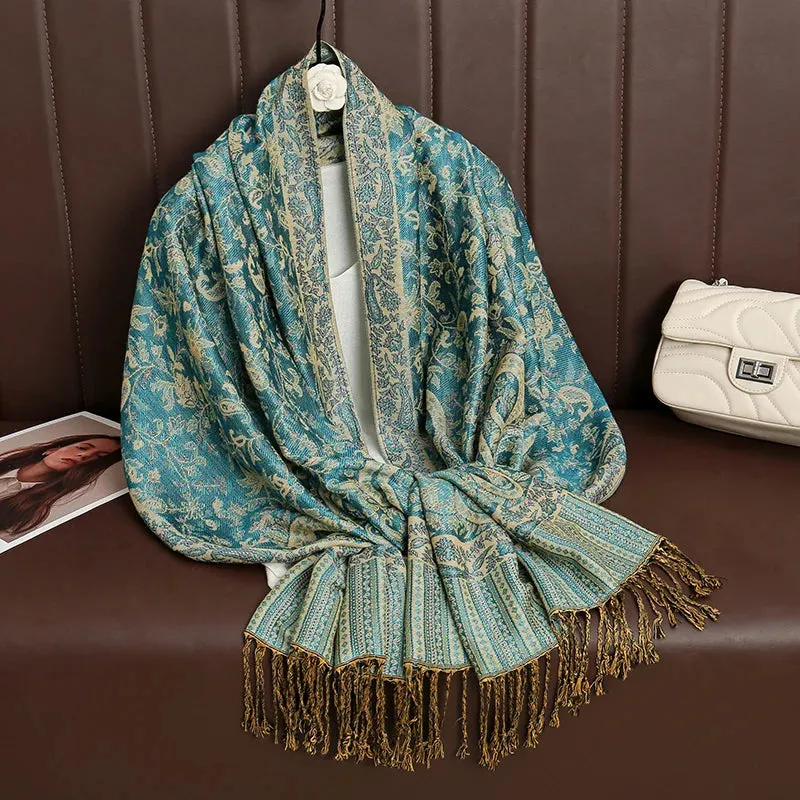 Tassel Blanket Design Thick Pashmina Shawl Wrap Scarf