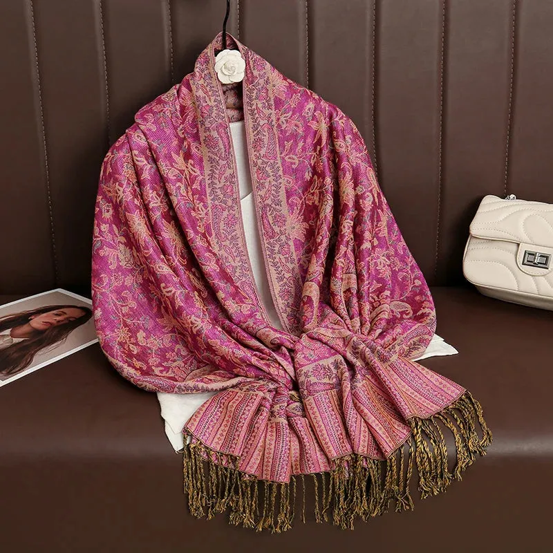 Tassel Blanket Design Thick Pashmina Shawl Wrap Scarf