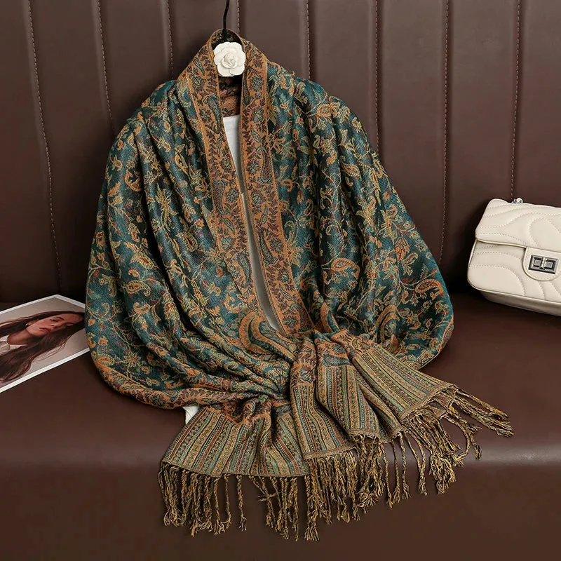 Tassel Blanket Design Thick Pashmina Shawl Wrap Scarf