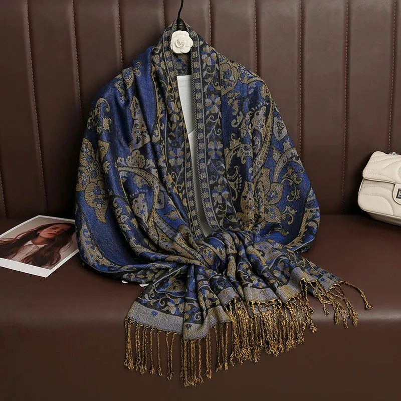 Tassel Blanket Design Thick Pashmina Shawl Wrap Scarf