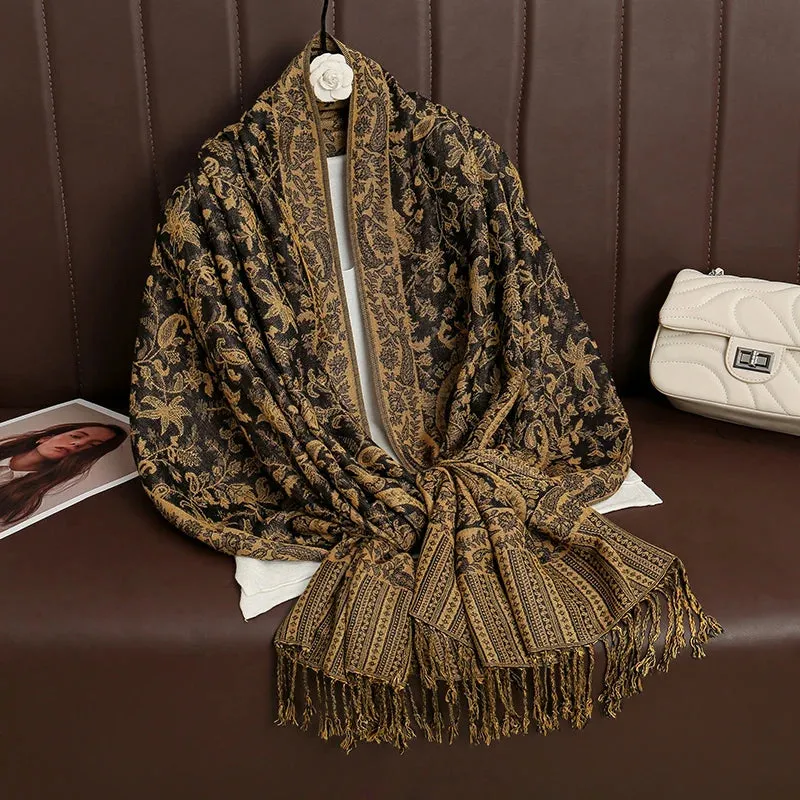 Tassel Blanket Design Thick Pashmina Shawl Wrap Scarf