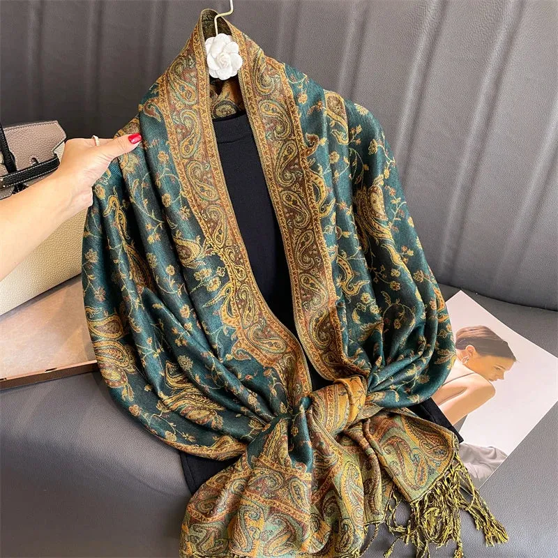 Tassel Blanket Design Thick Pashmina Shawl Wrap Scarf